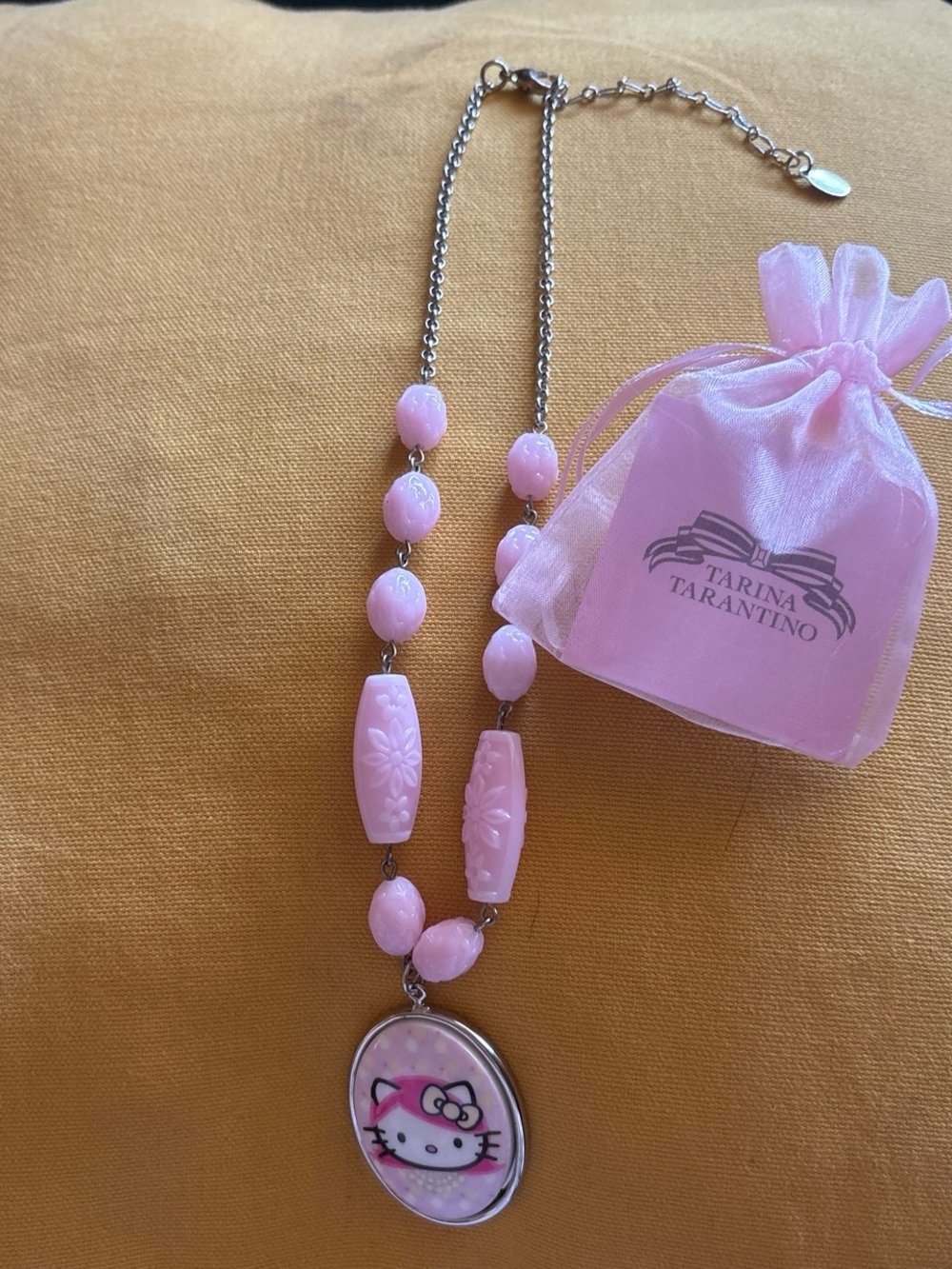 Tarina Tarantino Pink Carved Bead Floral Necklace
